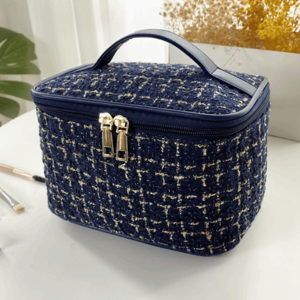 Fashionable Polyester Makeup Bag Knitted Style Korean Style Toiletry Organiser Large Capacity Storage Bag Travel Use