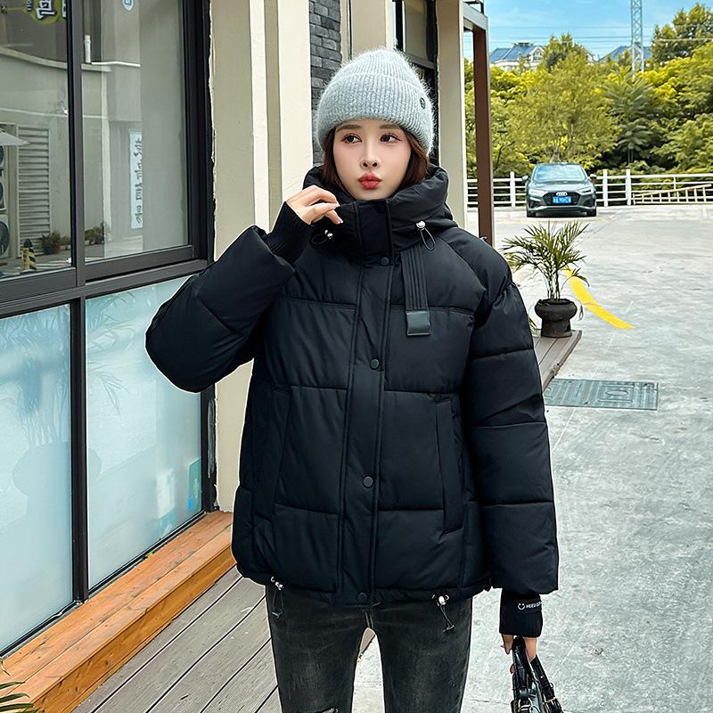 FASHION cotton-paddedwomen's 2024 winter new short down cottonthickened hats removable fluffy breadClothes