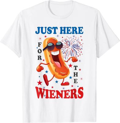 4Th Of July Hot Dog I'm Just Here For The Wieners Gift Unisex T-Shirt
