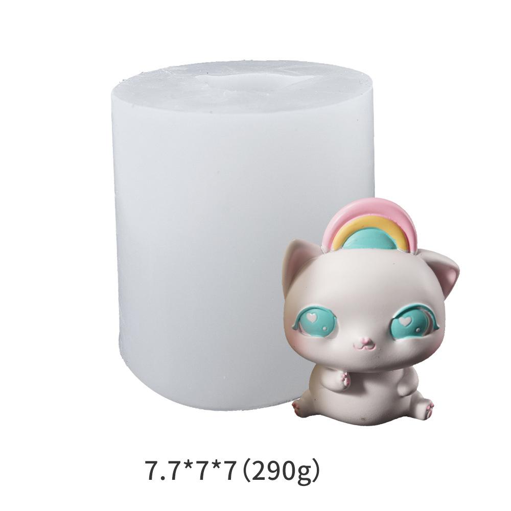 Cartoon Cat Casting Die Baby Kitten With Weather Decor Soft Silicone Stencil For Chocolate Soap Candle Wax DIY Craft