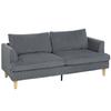 3-Seater Sofa Upholstered In Corduroy Thick Spring Padding Wide Seat 2 Pillows 188x80x86 Cm Dark Gray