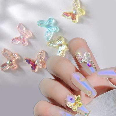 1 Beutel. Mehrzweck-, leicht anzuwendende, attraktive, lebendige Farbe. 3D-Schmetterling-Nagelkunst-Ornament, Maniküre-Schmuck, Nageldekoration.