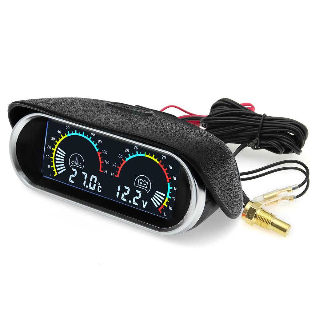 2 In 1 Water Temp Gauge Voltmeter With 1/8 NPT Temperature Sensor With Adapter (Option) Volt Voltage Meter For Car Truck 12V 24V