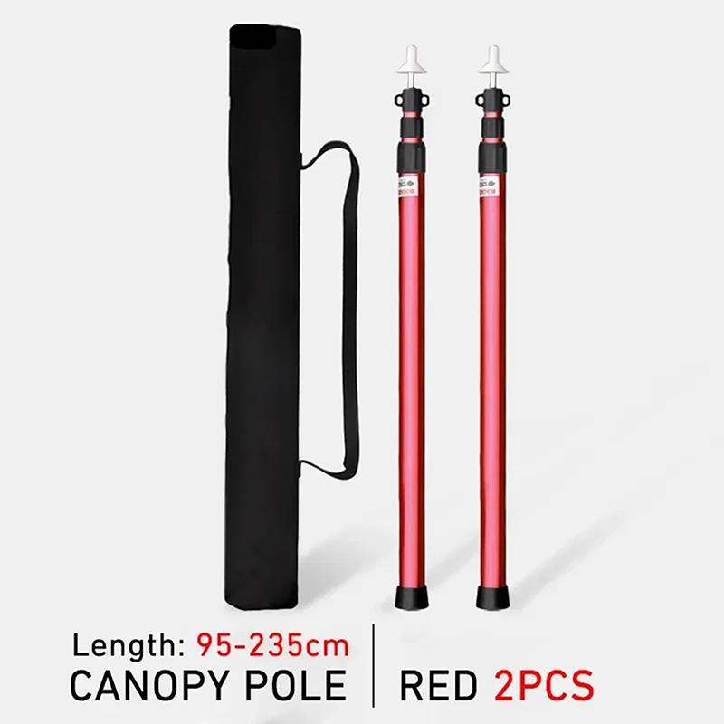 2Pcs Camping Canopy Pole Aluminum Alloy Telescopic Tent Support Foldable Beach Shelter Awning Pole For Outdoor Adjustable