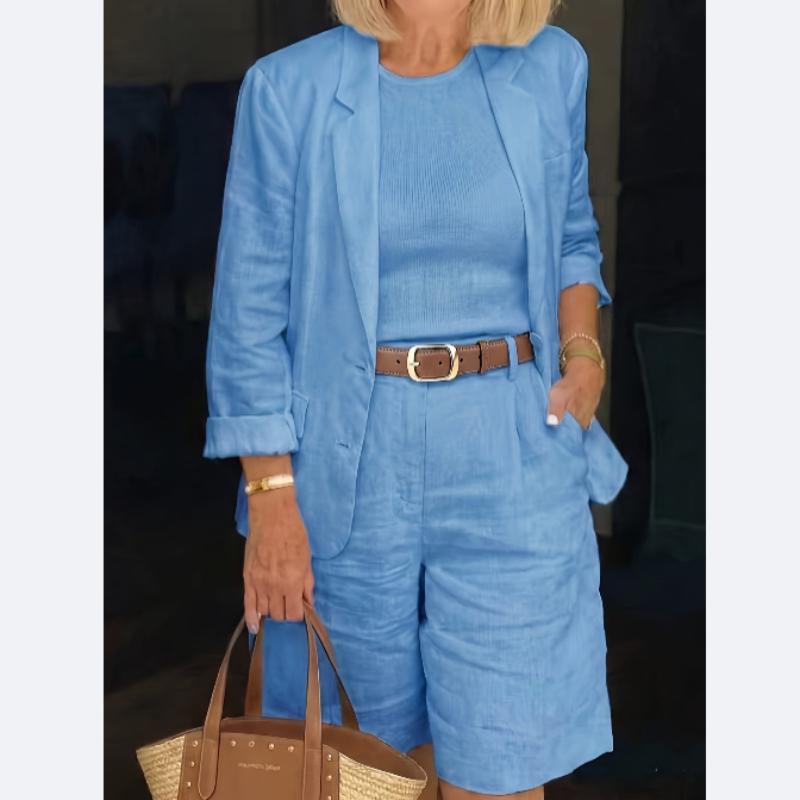 Spring And Summer New Women'S Clothing And Cardigan Top Shorts Small Suit Two-Piece Set