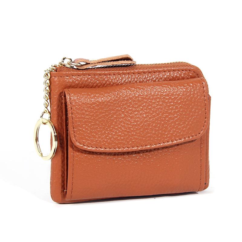 Japanese Cowhide Multifunctional Coin Purse & Card Holder - Genuine Leather Wallet with Key Attachment for Women