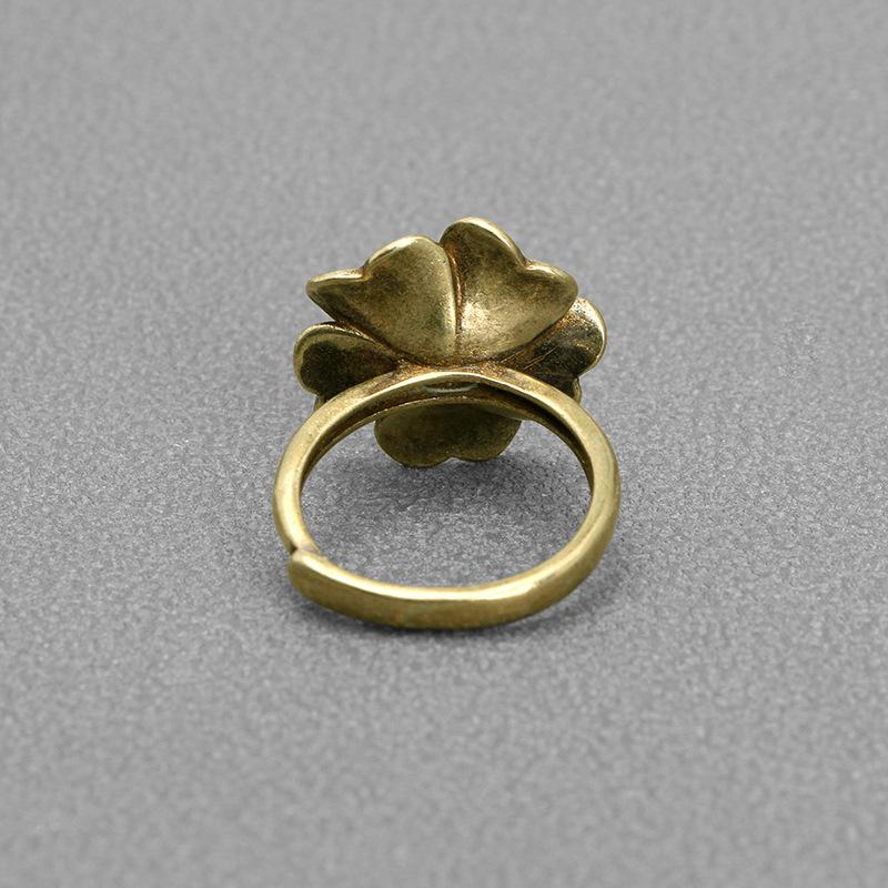 Brass Flower Rings Adjustable Ring Sculptures Gifts Accessories Statuette