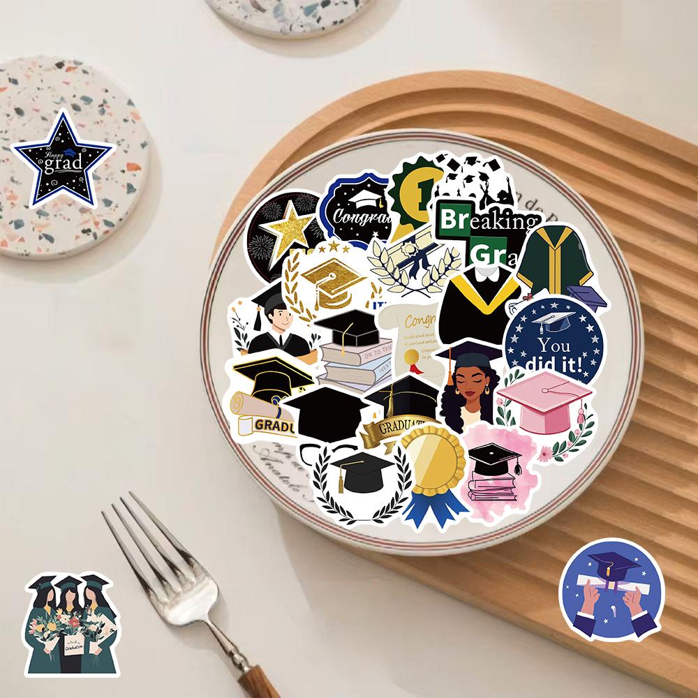 50PCS Graduation Season Sticker Landscape Decompression Phone Coffee Laptop Luggage Waterproof Graffiti Graduation Decals