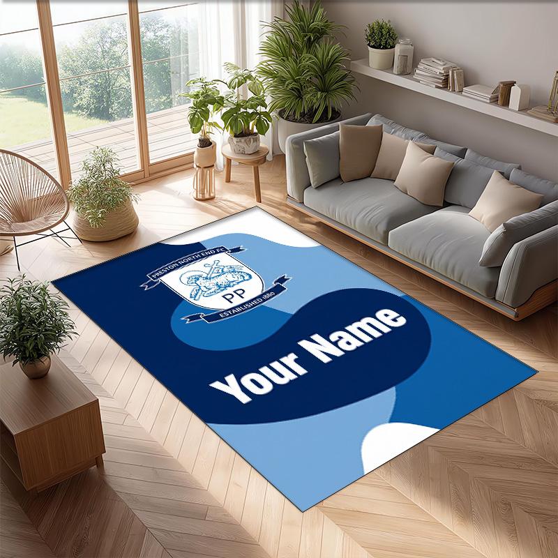 Preston North End Printed Crystal Velvet Rug Non‑Slip Crystal Velvet Carpet For Sofa Bedroom Indoor Home Decoration