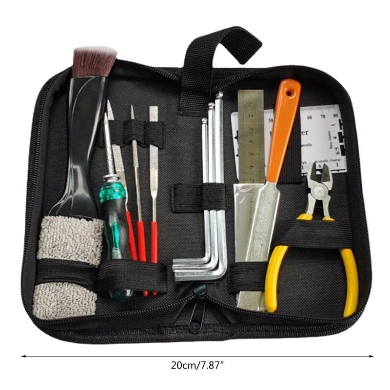 Guitar Tool Kit Repairing Maintenance Tool String Organizer String Action Ruler Gauge Measuring Tool Hex Wrench Cleaning
