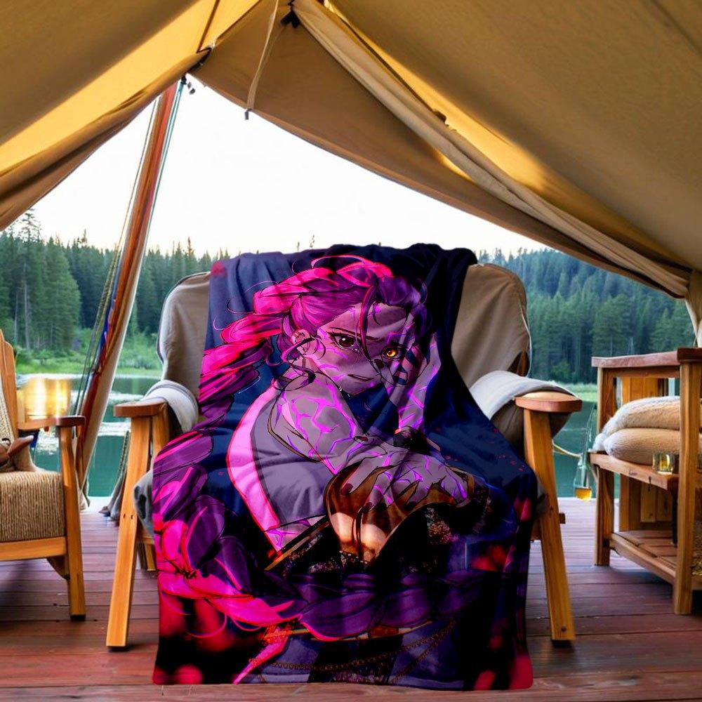 "Vibrant Anime Character Art Print - Unique Wall Decor"Blanket Lightweight Flannel Throw Blanket for Sofa, Bed, Travel, Camping, Livingroom,
