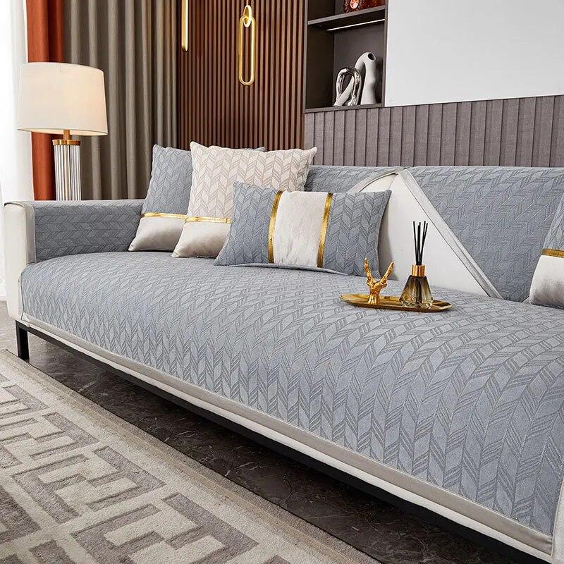 

Нескользящий чехол для дивана из синели, четыре сезона, универсальная подушка для дивана для гостиной, геометрический лист, чехол для дивана, домашний декор 70x180cm 1pcs