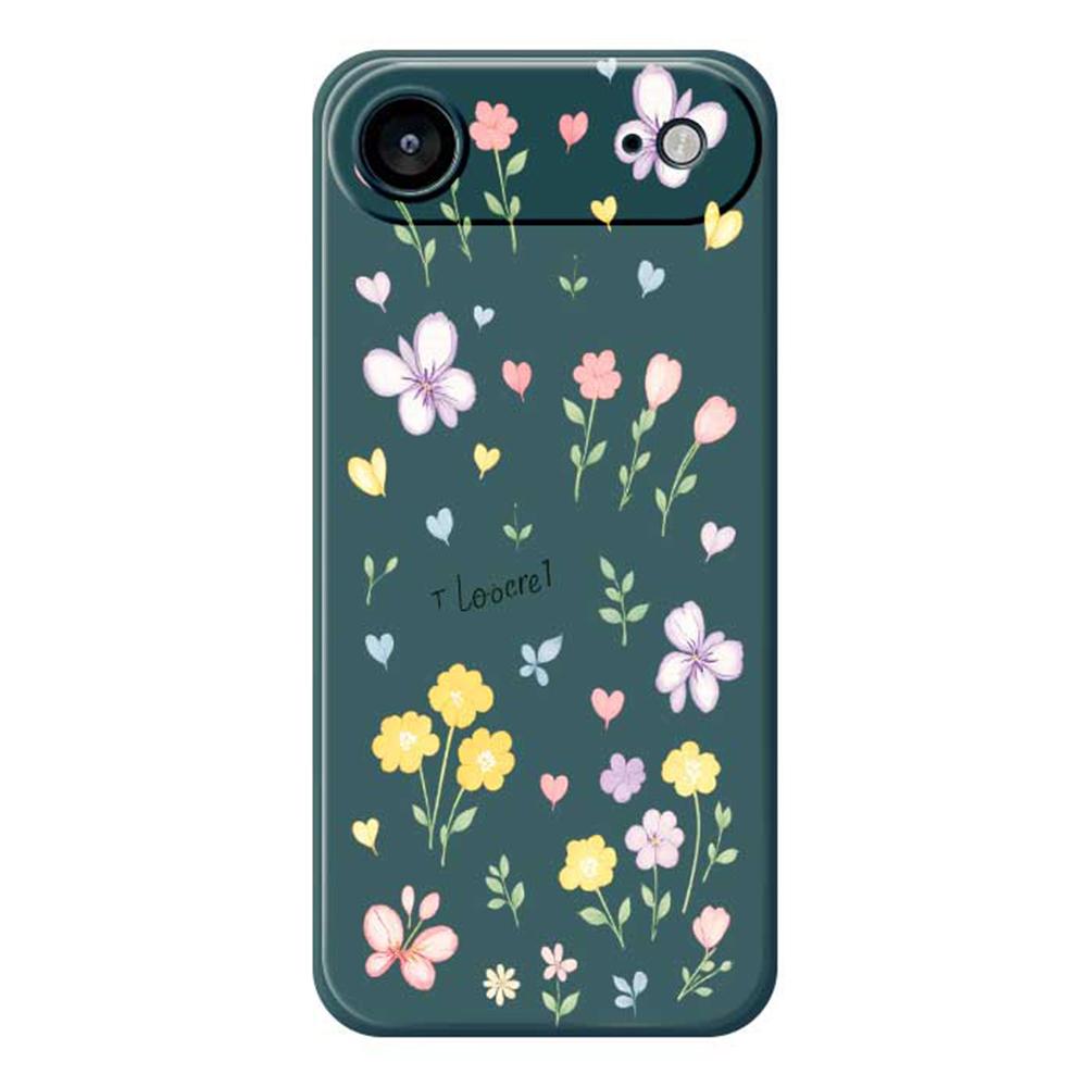 

For iPhone 17 Air Case Small Flowers Pattern Printing Straight Edge TPU Phone Back Cover Green