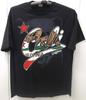 California Republic T-Shirt 100% Baumwolle CA Cali Bär Tee Herren 2XL Schwarz Neu