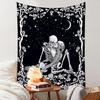 Boho Chic Wall Tapestry With Moon Phase Floral Starry Sky Design Bedroom Yoga Studio Decor