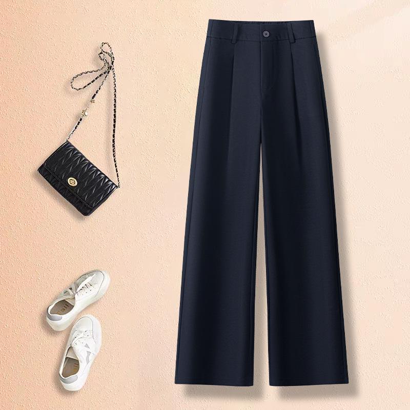 Women's High-End Wide-Leg Spring Pants: 2026 New Style, Loose Casual Straight-Leg, Long Fit