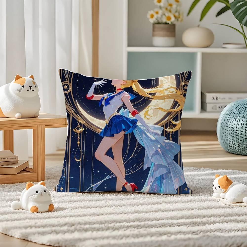 Sailor Moon Sailor Jupiter Anime Plush Pillow Cover Soft Short Plush Cushion Cover For Sofa Bedroom Home Decor Gift Decoration