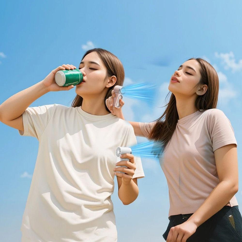 LED Display Handheld Turbo Fan 6 Gear Wind USB Rechargeable Fan Powerful Pocket Fan  Home