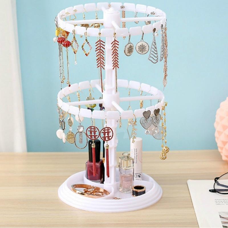 Rotating Plastic Earring Storage Rack Bracelet Hanging Necklace Earring Display Rack Small Jewelry Rack Hair Ring Jewelry Tray