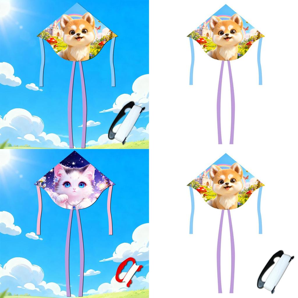 Latawiec Zwierzę Pies 3D Poliester Trójkątny Latająca Zabawka Do Rekreacji Na Świeżym Powietrzu