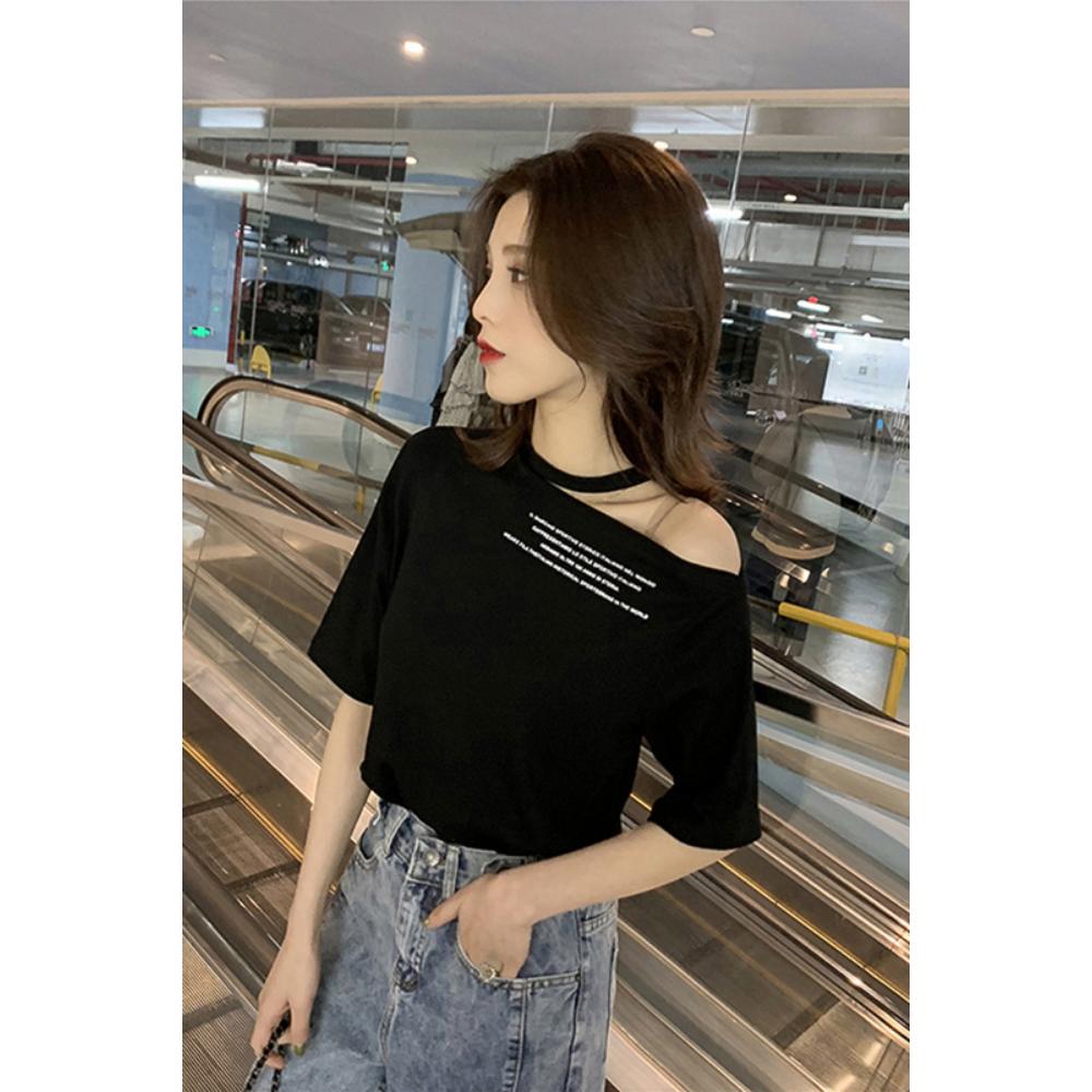 Off Shoulder T-shirt Women Short Sleeve Summer New Korean Loose Top