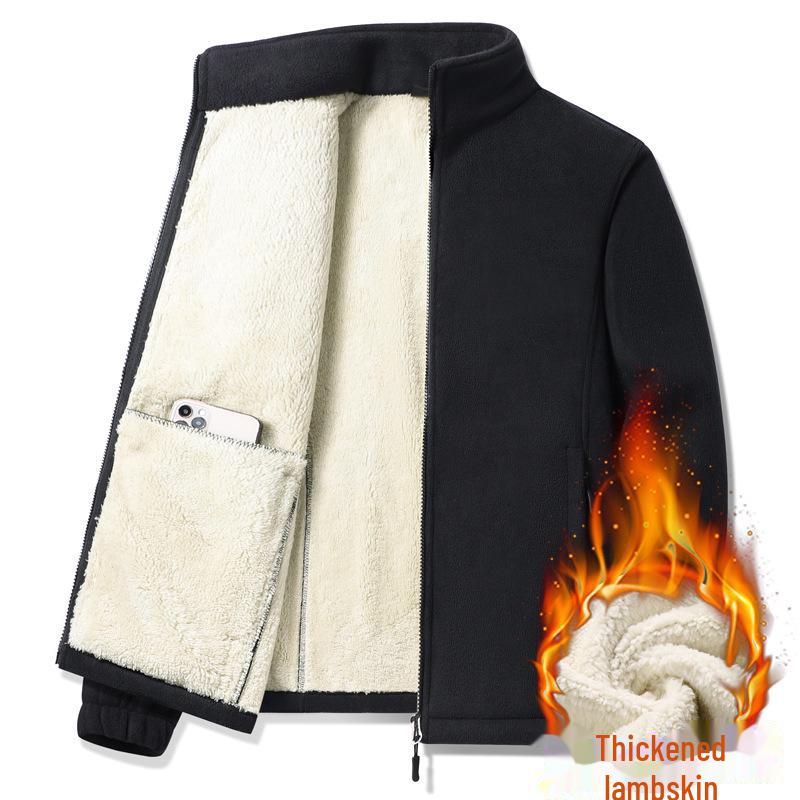Men's Plus Size Lamb Fleece Jacket - Warm Polar Fleece for Autumn & Winter