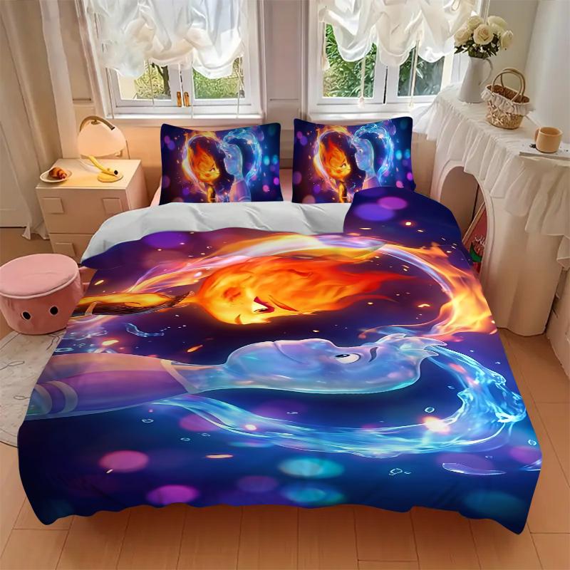 Water Fire Dance Printed 3pcs Bedding Set Soft Microfiber 1 Duvet Cover And 2 Pillowcases Home Bedroom Decor Xmas Gift K1497