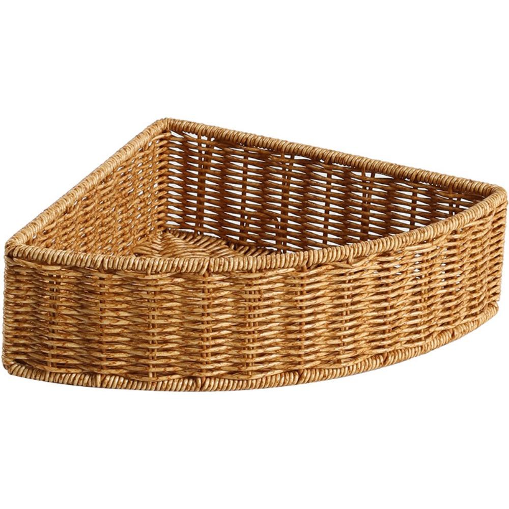 Woven Fan Shaped Basket Open Top Corner Organizer New Woven Organizer Books and Magazines 1pc