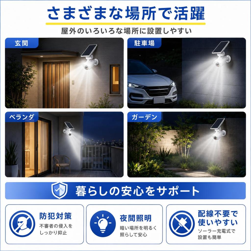 Japanese Outdoor Motion Sensor Dummy Camera Red Light Deterrent 5-Year Warranty, Quality, Solar-Powered Light, Design,