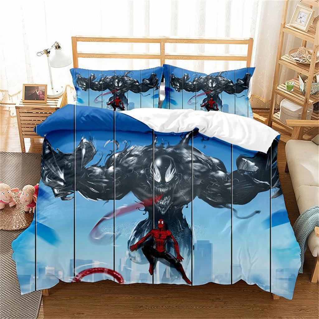 Terrifying Venom Anime Duvet Cover Set, Microfiber Duvet Cover Comforter Cover 2Pcs With Zipper Bedding Set For Boy'S Bedroom
