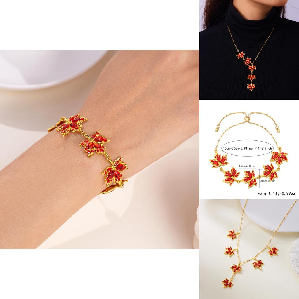 Herbst Ahornblatt Halskette Rot Für Damen Herren Mit Legierungsanhänger Und O-Gliederkette