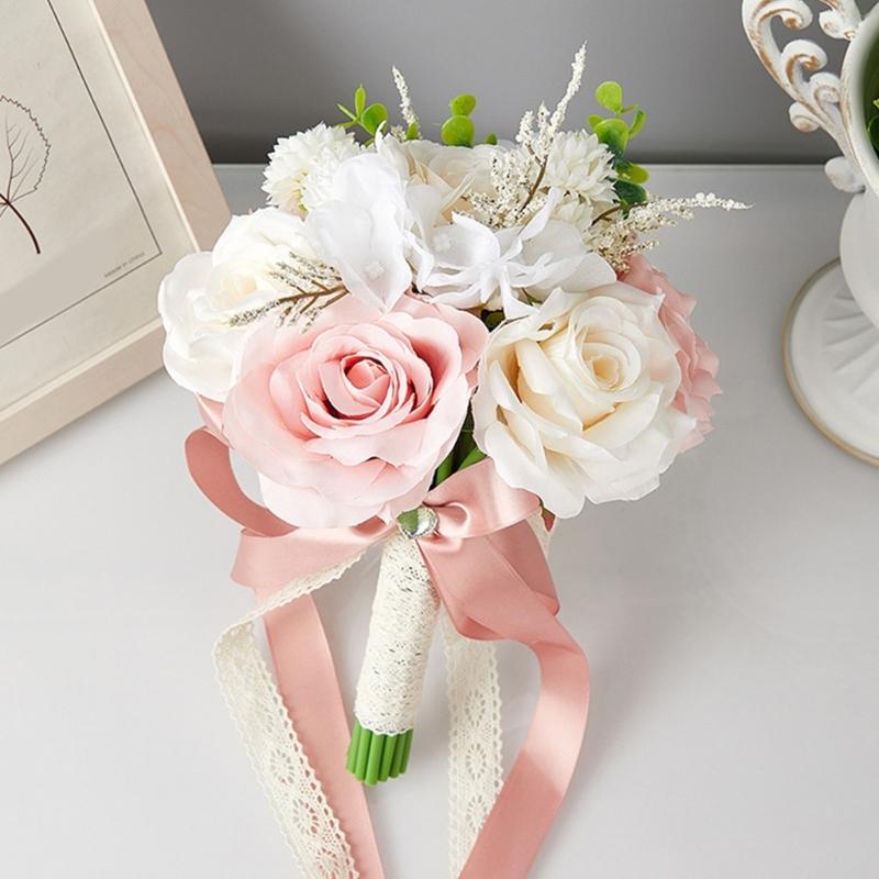 Simulation Artificial Flower Bridal Bouquet for Wedding Ceremony Anniversary Celebration Handheld Flower Photo Props