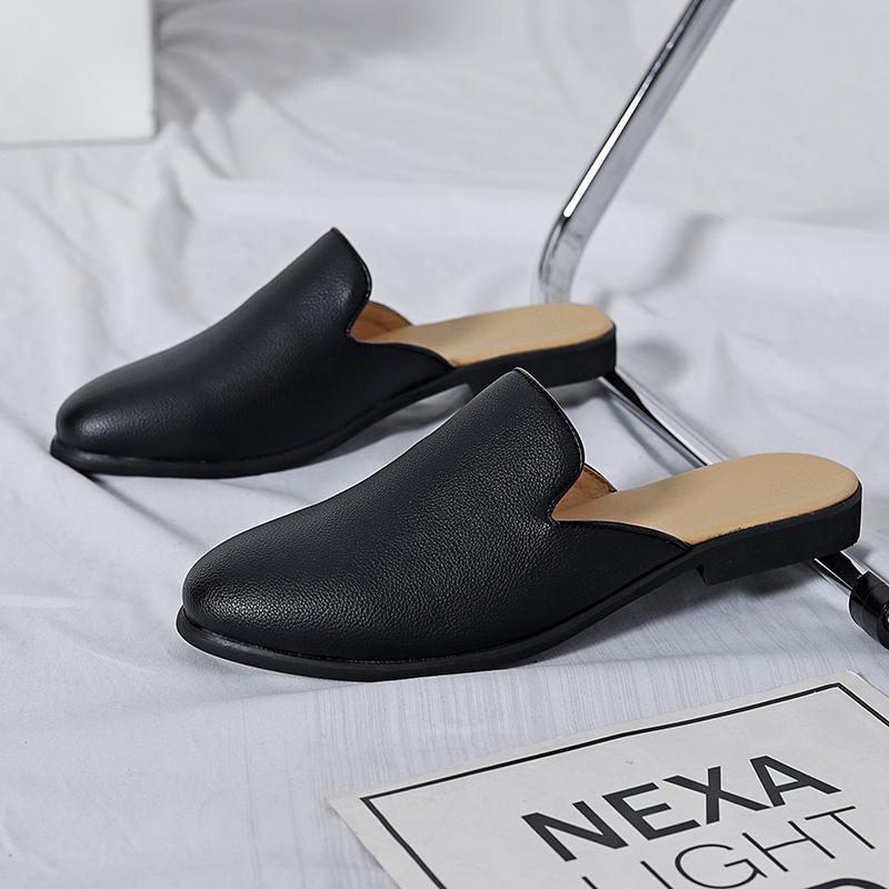 New Fashion Men Half Slippers Loafers Male Casual White Black Patent Leather Mules Moccasins Breathable Slip On Driving Shoes