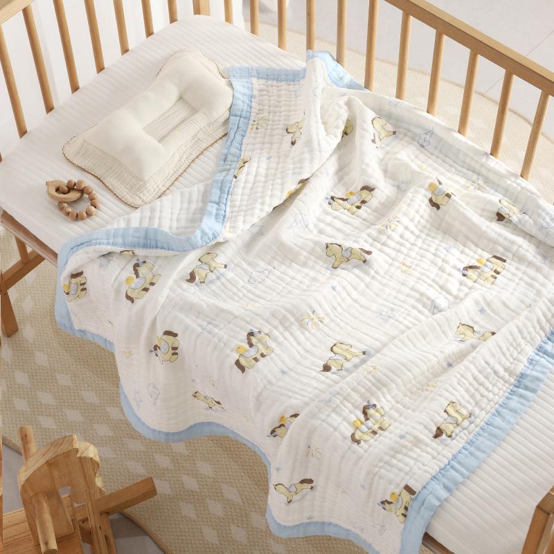 110x110cm High Density Pure Cotton Six-Layer Gauze Baby Bath Towel and Toddler Blanket