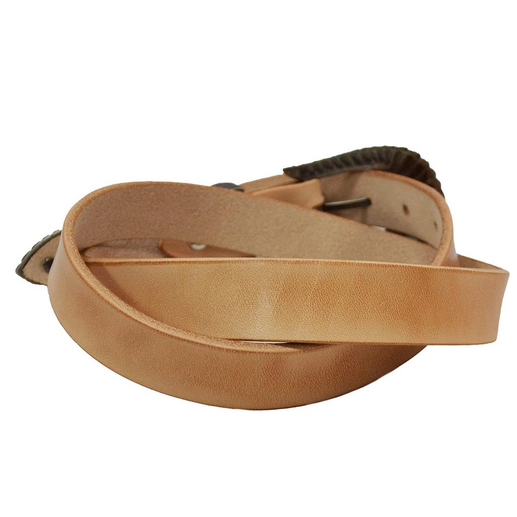 Voodoo Cats Western 25mm Echtes Rindsleder Tochigi und Made in Japan Gürtel, Breit, 3-Punkt-Schnalle, Leder, Leder, Herren Damen, (NATÜRLICH)