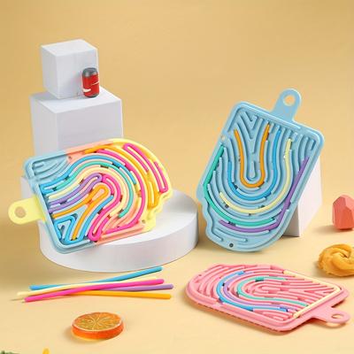 1pc Kids Sensory Activity Board - Silicone Stress-Relief Toy with Interlocking Shapes & Textured Surfaces for Fine Motor Skills