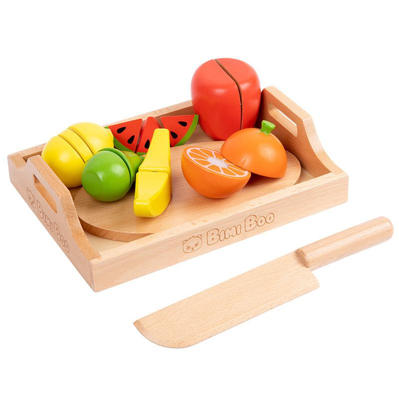 Wooden Vegetable Fruit Playset Kids Magnetic Cutting Hand Eye Coordination