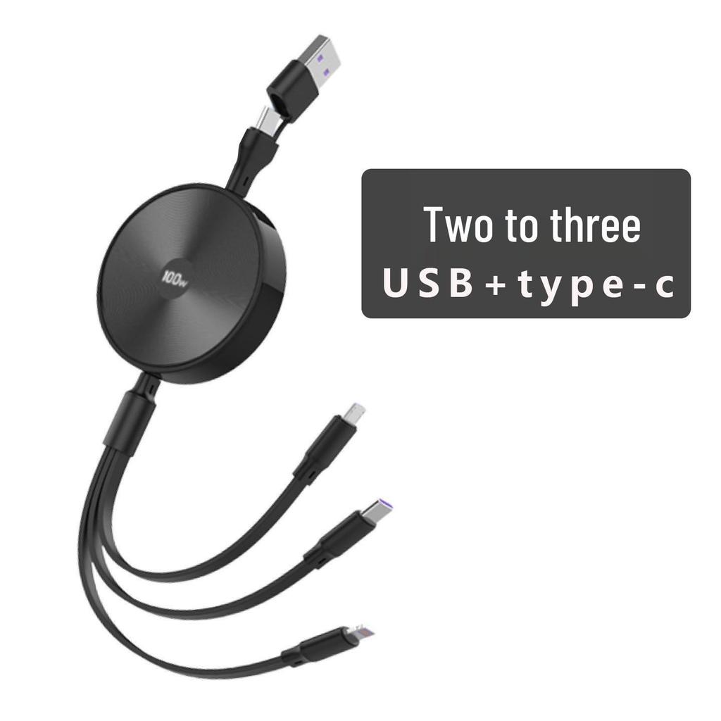3-in-1 100W Fast Charging Cable, Compatible with Apple and Huawei, 6A Single Pull Design