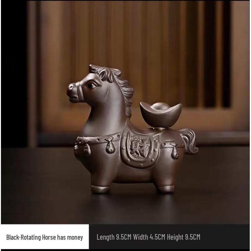 Handmade Purple Clay Zodiac Horse Tea Pet Ornament for Tea Ceremony Decoration
