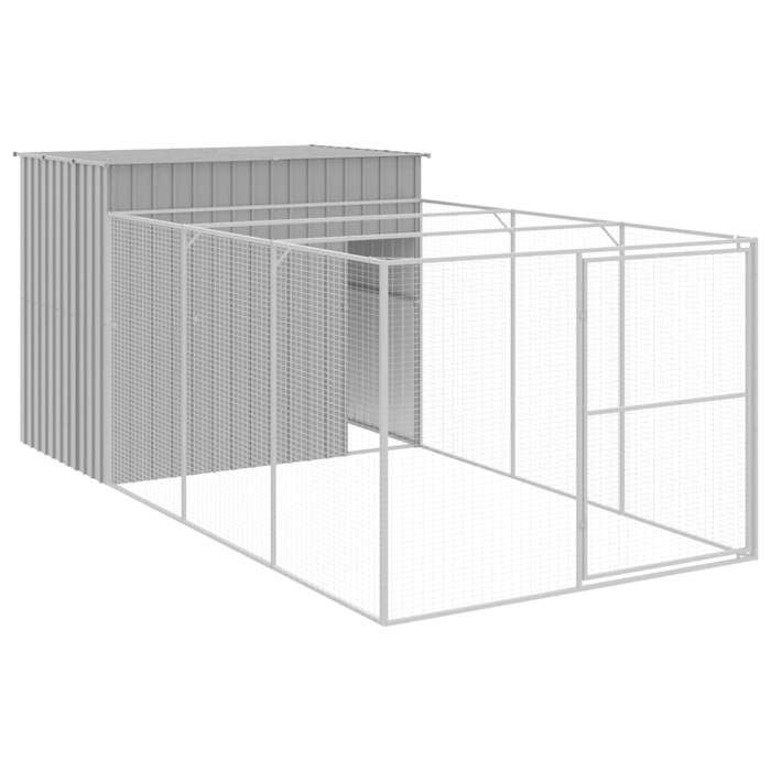 VidaXL Dog Niche with Courtyard Light Grey 214x457x181 Cm, Dog Cage, Dog Shelter, Pet House, Cages 3189126