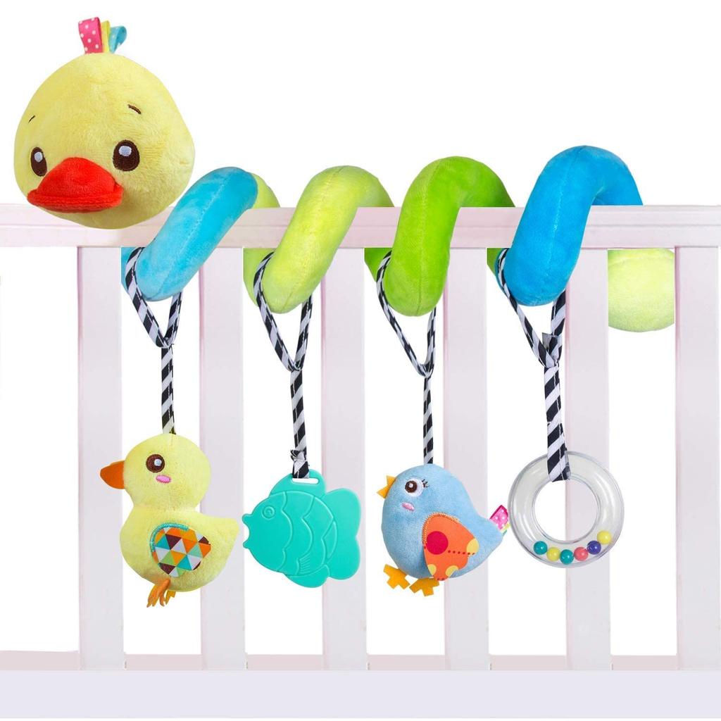 Hanging Rattle Toy for Baby on the Stroller Crib Accessory with for Boys and Girls Go, Toy, Bells, (Yellow)