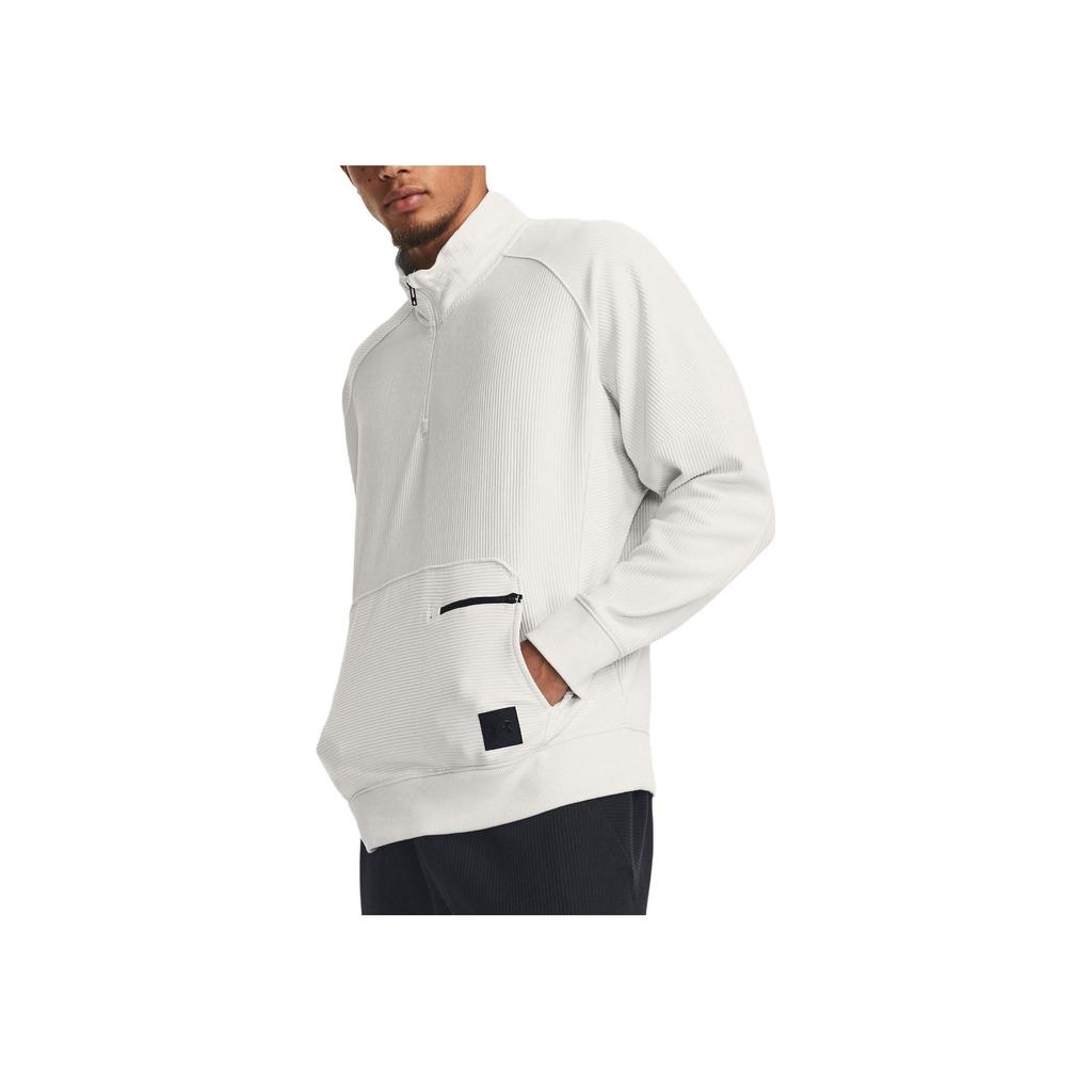 Under Armour Einfarbiger Stehkragen-Pullover mit Reißverschluss Langarm-Kapuzenpullover Herren-Hoodies Weiß 1382115-114