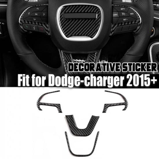 REAL Carbon Fiber Steering Wheel Cover Trim for 2015+ Dodge Challenger/ Charger