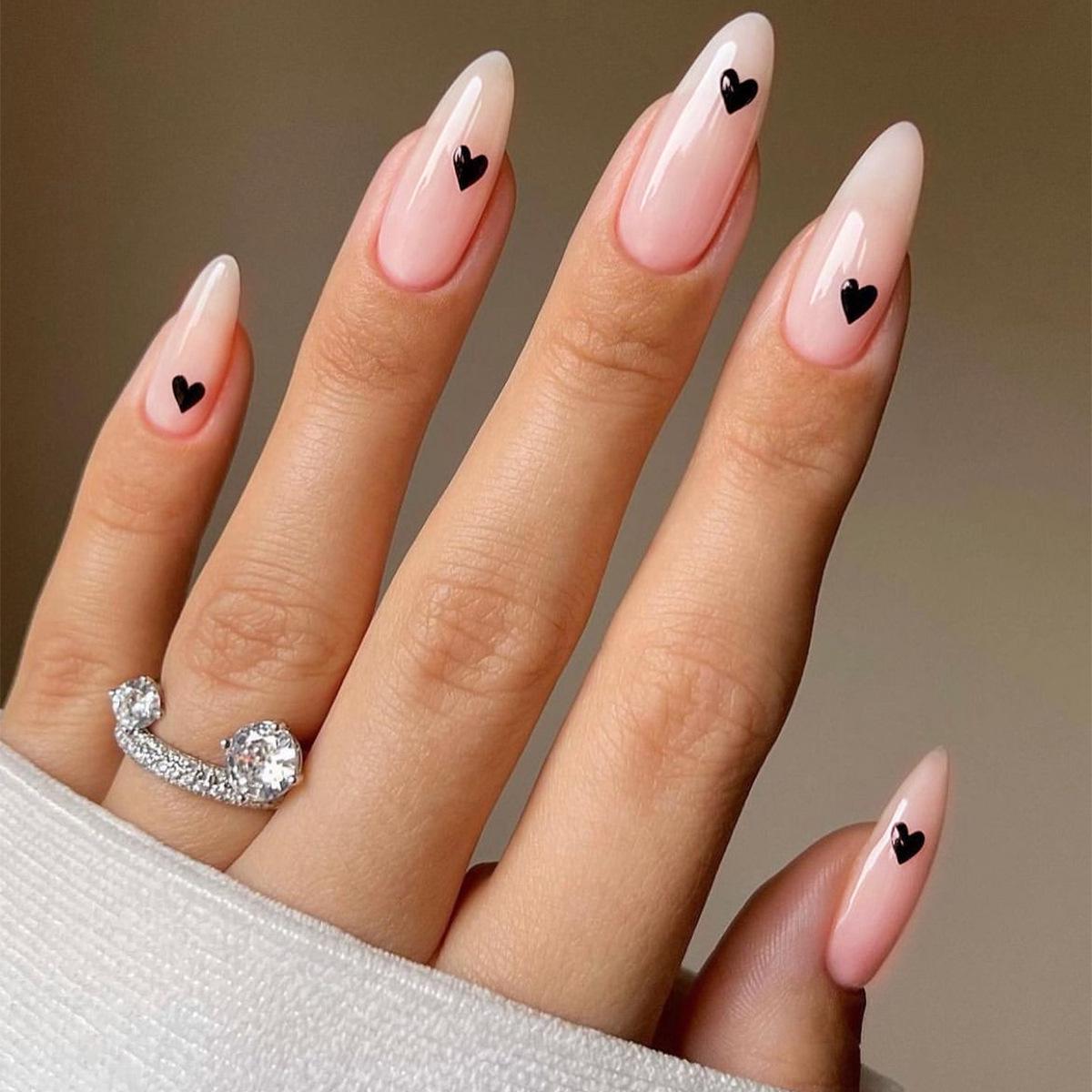 

Valentine s Day Almond Shape Heart Print Wearable Nail Art