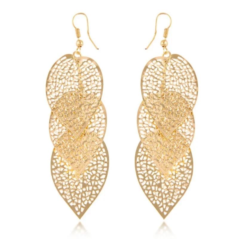 

Delysia King and American fashion hollow metal leaf earrings