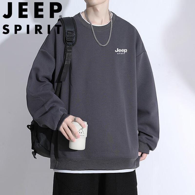 JEEP SPIRIT Men's Layered Look Round Neck Long Sleeve Sweatshirt