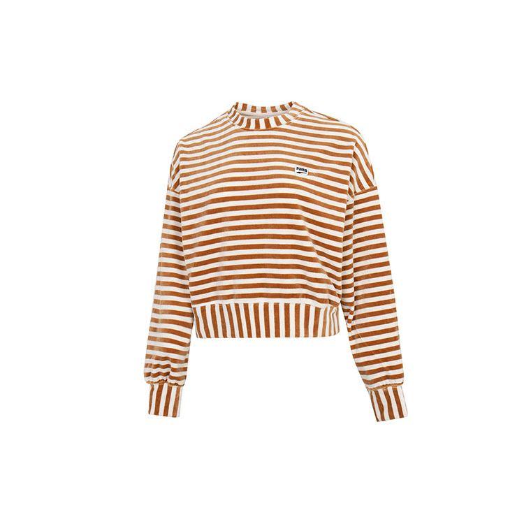 PUMA Women s Downtown eco series striped long sleeve pullover sweatshirt 537632-74 M