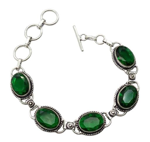 Green Garnet Gemstone Silver Plated Handmade Bracelet Jewelry BR 26