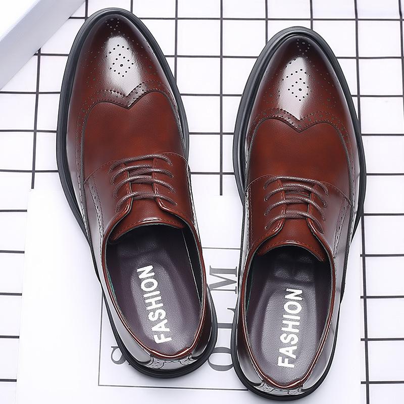 New Men's Brogue Leather Shoes Business Casual British Dress Shoes Korean Style Shoes Men's Breathable