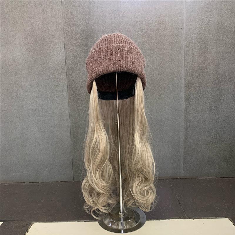 Taco gestrickte Perückenmütze trendige Mütze Damen modisch unsichtbar abnehmbar vielseitig Wollmütze Kälteschutzmütze cool